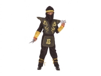 Schwarzer Ninja Deluxe Kostüm (Voller Anzug, Gürtel und Kopfbedeckung mit Kapuze) - 10-12 Jahre von Ciao