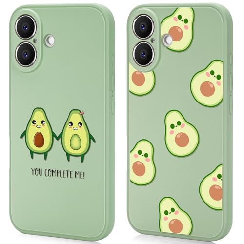 Ciciber 2 Stück Hülle für iPhone 16 Handyhülle Silikon mit Muster Avocado Matte Case Stoßfest Dünn Ästhetik Frauen Mädchen Weich TPU Schutzhülle Tasche für iPhone 16 6.1" von Ciciber