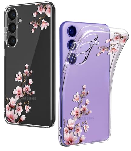 Ciciber für Samsung Galaxy A35 5G Hülle, Transparent Handyhülle für Samsung A35 Dünn Mädchen Muster Stoßfest Schutzhülle Galaxy A35 Case TPU Cover mit Pfirsichblüte Blumen Motiv von Ciciber