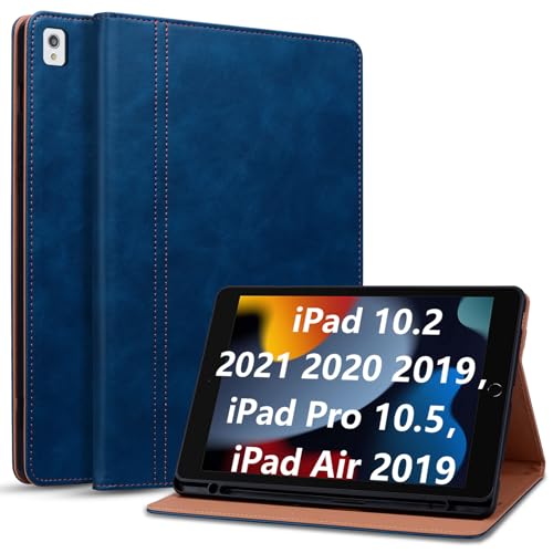 Cicili Hülle für iPad 9./8./7. Generation 10,2 Zoll 2021 2020 2019 Kunstleder Schutzhülle Tablet Case Cover für iPad 10.2"/ Pro 10.5" mit Ständer Auto Schlafen/Wachen - Blau von Cicili