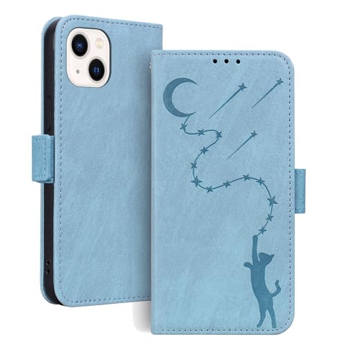 Cicili Handyhülle für iPhone 13 Hülle Leder Schutzhülle Ständer Kartenfächer Stoßfeste Klapphülle iPhone 13 Wallet Flip Case Cover Tasche Blau von Cicili