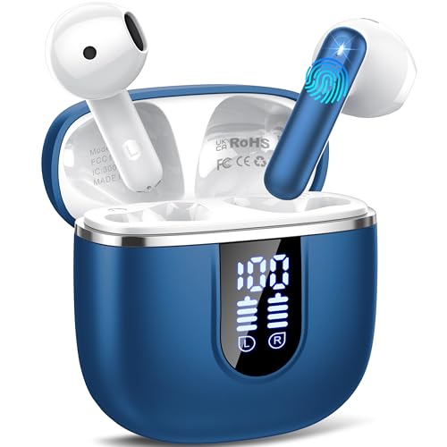 Bluetooth Kopfhörer, Kopfhörer Kabellos Bluetooth 5.4 In Ear Kopfhörer mit 4 ENC Noise Cancelling Mic, 40Std Wireless Earbuds mit LED Anzeige USB-C, IP7 Wasserdicht Ohrhörer für Fahren Lernen, Blau von Cillso