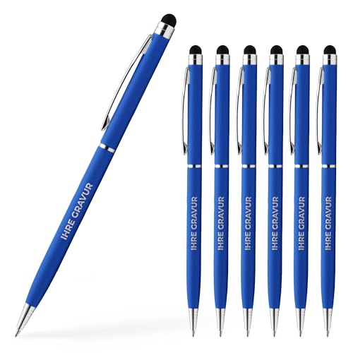 Cimpress Soft Touch Kugelschreiber mit Stylus, personalisiert mit Gravur Werbeartikel mit eigenem Text aus Aluminium, Schwarze Tinte, 100 Stück, Blau Cimpress Soft Touch Kugelschreiber mit Stylus, personalisiert mit Gravur Werbeartikel mit eigenem Text aus Aluminium, Schwarze Tinte, 100 Stück, Blau von Cimpress