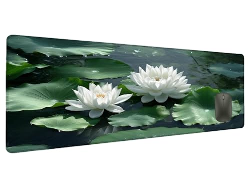 Mauspad GrüN Schreibtischunterlage Blume Mousepad XXL 800x400mm, Mauspad Gaming Groß Desk Mat PC Zubehör Schreibtisch Deko, Maus Pad Wasserdicht Rutschfeste Gummibasis Schreibtisch Schutz Office I-3 von Ciooyxee