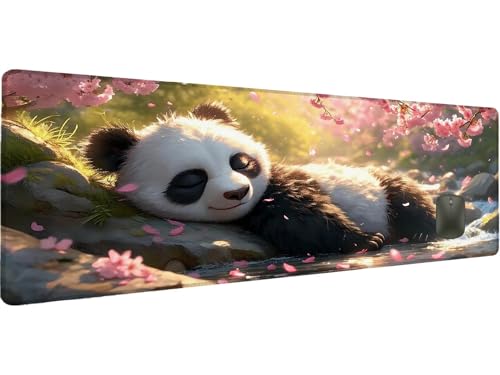 Mauspad Niedlich Schreibtischunterlage Panda Mousepad XXL 1000x500mm, Mauspad Gaming Groß Desk Mat PC Zubehör Schreibtisch Deko, Maus Pad Wasserdicht Rutschfeste Gummibasis Schreibtisch Schutz P-3 von Ciooyxee