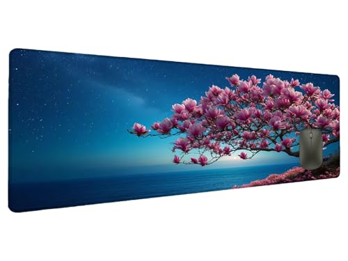 Mauspad Sternenhimmel Schreibtischunterlage Blume Mousepad XXL 1000x500mm, Mauspad Gaming Groß Desk Mat PC Zubehör Schreibtisch Deko Maus Pad Wasserdicht Rutschfeste Gummibasis Schreibtisch Schutz W-4 von Ciooyxee