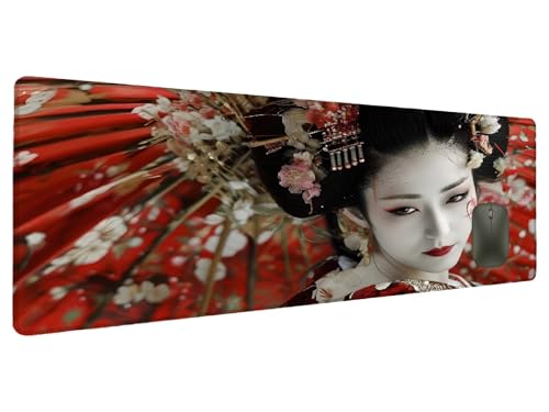 Mauspad XXL 1200x600mm Japan Mousepad Groß Schreibtischunterlage Frau, Gaming Mauspad Gadgets Schreibtisch Zubehör, Wasserdicht Mouse Pad rutschfeste Vernähte Kanten Verbessert Geschwindigkeit L-1 von Ciooyxee