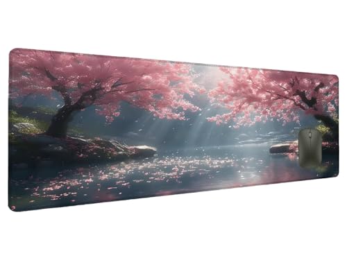 Mauspad XXL 1200x600mm Landschaft Mousepad Groß Schreibtischunterlage Blume, Gaming Mauspad Gadgets Schreibtisch Zubehör, Wasserdicht Mouse Pad rutschfeste Vernähte Kanten Verbessert Präzision M-2 von Ciooyxee