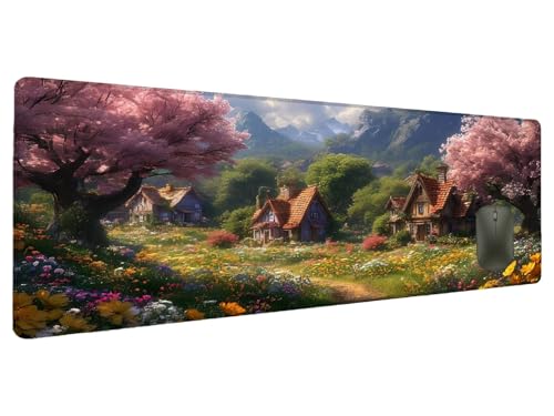 Mauspad XXL 800x300mm Landschaft Mousepad Groß Schreibtischunterlage Wald, Gaming Mauspad Gadgets Schreibtisch Zubehör, Wasserdicht Mouse Pad Rutschfeste Vernähte Kanten Verbessert Geschwindigkeit Y-5 von Ciooyxee