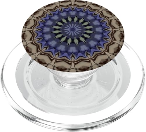 Fantasy Floral Mandala Beige Braun Blau PopSockets PopGrip für MagSafe von Circle Pattern Gifts and Mandala Style Tees taiche