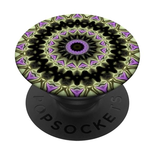 Fantasy Mandala Muster Khaki Grün Flieder PopSockets Klebender PopGrip von Circle Pattern Gifts and Mandala Style Tees taiche