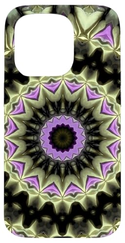 Hülle für iPhone 15 Pro Fantasy Mandala Muster Khaki Grün Flieder von Circle Pattern Gifts and Mandala Style Tees taiche