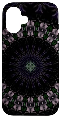 Hülle für iPhone 16 Dark Fantasy Mandala-Muster, Grün und Flieder von Circle Pattern Gifts and Mandala Style Tees taiche