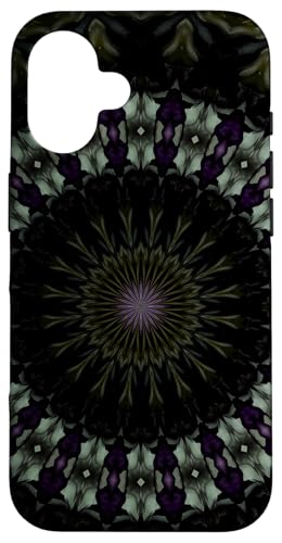 Hülle für iPhone 16 Dark Fantasy Mandala Muster Khaki Grün und Lila von Circle Pattern Gifts and Mandala Style Tees taiche