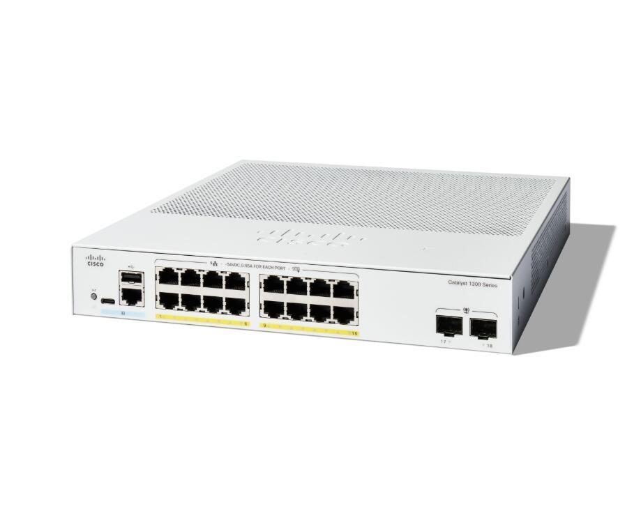 Cisco Catalyst 1300-16FP-2G Switch 16x 1GbE + 2x 1GbE SFP L3 managed von Cisco