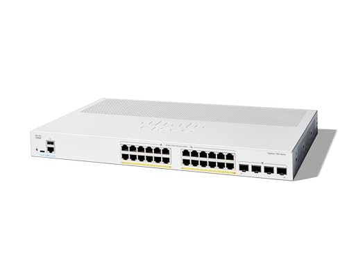 Cisco Catalyst 1300-24P-4G-Managed-Switch, 24-Port-GE, PoE, 4 x 1-GE-SFP, eingeschränkter Lebenszeitschutz (C1300-24P-4G) von Cisco
