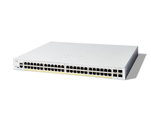 Cisco Catalyst 1300-48FP-4G-Managed-Switch, 48 Port GE, vollständiges PoE, 4 x 1-GE-SFP, eingeschränkter Lebenszeitschutz (C1300-48FP-4G) von Cisco