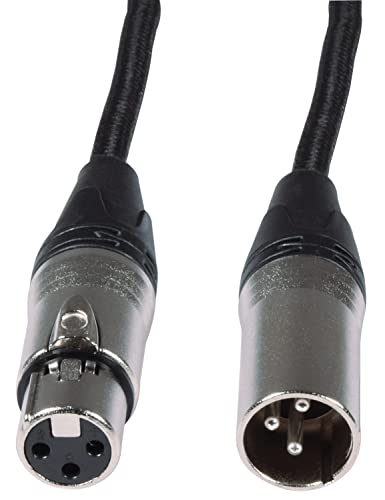 Citronic / Retro-Klasse XLR-Buchse auf XLR-Stecker geflochtenes Mikrofonkabel mit reinem Kupferleiter / 1,5 Meter schwarz von Citronic