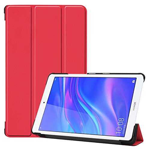 Huawei Mediapad M5 Lite 8.0 Lederhülle, Claelech Stand Schutzhülle Ultra Slim Leicht Flip Ledertasche für Huawei MediaPad T5 8.0 2019 Tablet Hülle (Rot) von Claelech