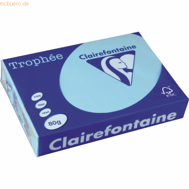 Clairefontaine Kopierpapier Trophee Pastell A4 80g/qm eisblau VE=500 B von Clairefontaine