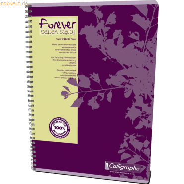 5 x Clairefontaine Spiralbuch Forever A4 90 Blatt RC liniert von Clairefontaine