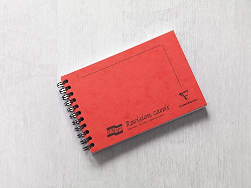 Clairefontaine 3002Z - Packung mit 50 Karteikarten Revision Cards Europa, 15,2x10,2 cm, liniert, 160g, mit Spiralbindung, Rot, 1 Pack von Clairefontaine