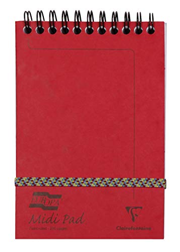 Clairefontaine 3106Z Un Bloc à Spirale en-Tête Midi Pad Europa Rouge - 10,2x15,2 cm - 200 Pages Détachables Lignées - Papier Blanc 90 g - Couvertures en Carte Lustrée von Clairefontaine