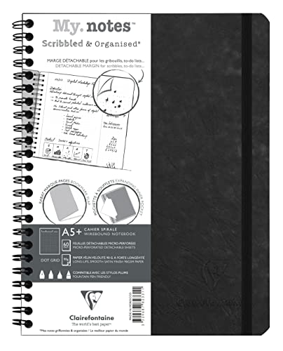 Clairefontaine 782331C - Age Bag My.Notes Spiralheft mit abtrennbaren Rändern, 16x21cm, 60 Blatt 90g DOT Schwarz, 1 Stück von Clairefontaine