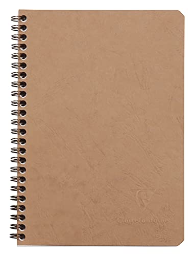 Clairefontaine 78536C Spiralbuch (DIN A5, 14,8 x 21 cm, Age Bag liniert mit Rand, 50 Blatt) 1 Stück braun von Clairefontaine