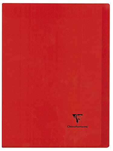 Clairefontaine 981414C - Schulheft / Heft Koverbook DIN A4+ 24x32 cm 48 Blatt 90g, französische Lineatur, Einband aus blickdichtem Polypropylen, robust, geheftet, Rot, 1 Stück von Clairefontaine