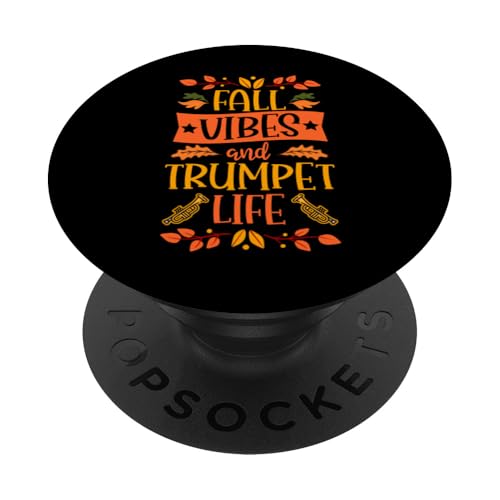 Herbststimmungen und Trompetenleben, Erntedankfest, Herbstblätter PopSockets Klebender PopGrip von Classic Band Class Trumpet Merch With Retro Style