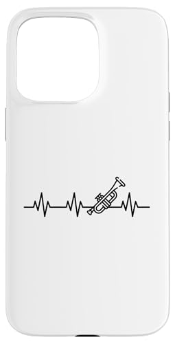 Hülle für iPhone 15 Pro Max Trompete Herzschlag Leben Trompete EKG Herzfrequenz Puls von Classic Band Class Trumpet Merch With Retro Style