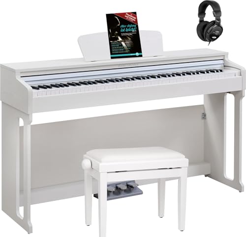 Classic Cantabile DP-220 WM E-Piano Set - 88 gewichtete Tasten mit Hammermechanik und Anschlagdynamik - Inkl. Pianobank, Kopfhörer und Klavierschule - Layer-, Split- und Twinova-Funktion - 3 Pedale von Classic Cantabile