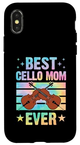 Hülle für iPhone X/XS Beste Cello-Mama aller Zeiten, Cello-Mama im Retro-Stil der 70er von Classic Cello Player Essentials With Vibrato Vibes