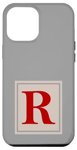 Hülle für iPhone 12 Pro Max Monogramm Anfangsbuchstabe R klassischer Stil in Rot, Grau, Beige von Classic Monogram Letters