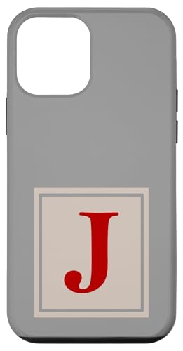 Hülle für iPhone 12 mini Monogramm Anfangsbuchstabe J klassischer Stil in Rot, Grau, Beige von Classic Monogram Letters