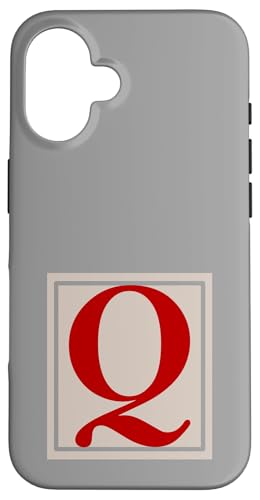 Hülle für iPhone 16 Monogramm Anfangsbuchstabe Q klassischer Stil in Rot, Grau, Beige von Classic Monogram Letters