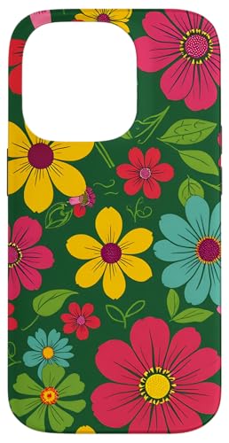 Botanischer Vintage-Print Buntes 80er-Jahre-Blumenmuster Hülle für iPhone 14 Pro von Classic Vintage Floral Aesthetic Designs