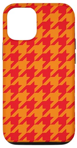 Hülle für iPhone 12/12 Pro Ästhetisches Rot / Gelb Hahnentrittmuster Modisch Girly von Classy Houndstooth Pattern