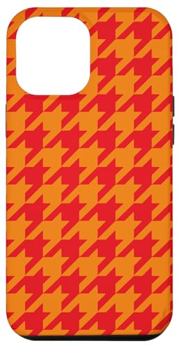 Hülle für iPhone 13 Pro Max Ästhetisches Rot / Gelb Hahnentrittmuster Modisch Girly von Classy Houndstooth Pattern