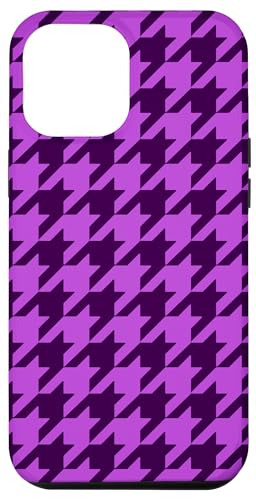 Hülle für iPhone 15 Pro Max Aesthetic Mauve Purple Hahnentrittmuster Modisch Girly von Classy Houndstooth Pattern