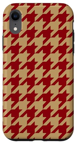 Hülle für iPhone XR Ästhetisches, rotbraunes Hahnentrittmuster, modisch, mädchenhaft von Classy Houndstooth Pattern