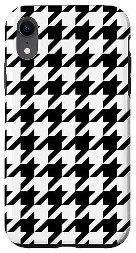 Hülle für iPhone XR Ästhetisches schwarz-weißes Hahnentrittmuster, modisch, mädchenhaft von Classy Houndstooth Pattern