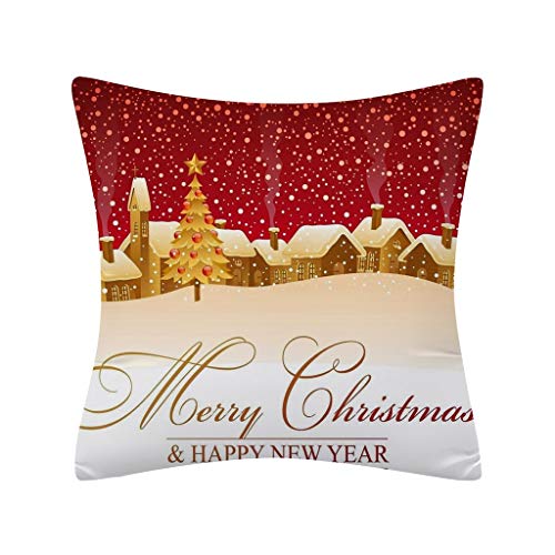 Frohe Weihnachten Kissenbezug Kissenhülle Kissenbezüge Hansee, Dekokissen Cases Eihnachtsbaumglocke Dekokissen Cover Platz Kissenbezug Protektoren für Sofa Wohnkultur 45cmx 45cm（D von Clearance! Hansee