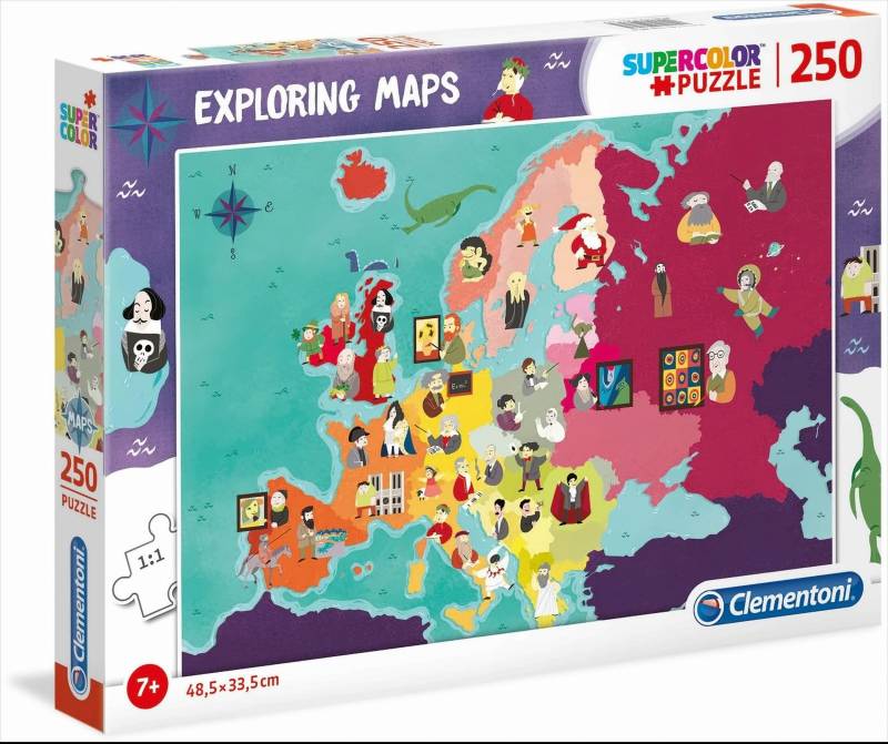 Exploring Maps - Great people in Europe, 250 Teile Puzzle von Clementoni