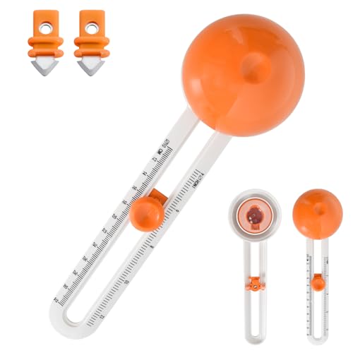 Einstellbarer Kreisförmiger Papierschneider, Circle Paper Trimmer mit 2 Klingen, Rotary Cutter Craft von Kreisen von 4-12 Zoll, Kreisschneider Papier für Kunst und DIY-Bastelkartenherstellung (Orange) von Cleminsta