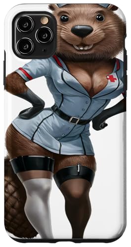 Hülle für iPhone 11 Pro Max Lustiger Biber Krankenschwester Biber für Männer und Frauen von Click For Cool Animal In Suit Designs