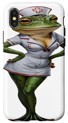 Hülle für iPhone X/XS Lustiger Frosch für Männer und Frauen, Krankenschwesterfrosch von Click For Cool Animal In Suit Designs