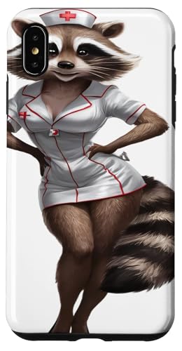 Hülle für iPhone XS Max Lustiger Waschbär Krankenschwester Waschbär von Click For Cool Animal In Suit Designs