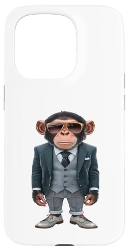 Schimpanse Herren Frau Schimpanse im Anzug Schimpanse Hülle für iPhone 15 Pro von Click For Cool Animal In Suit Designs